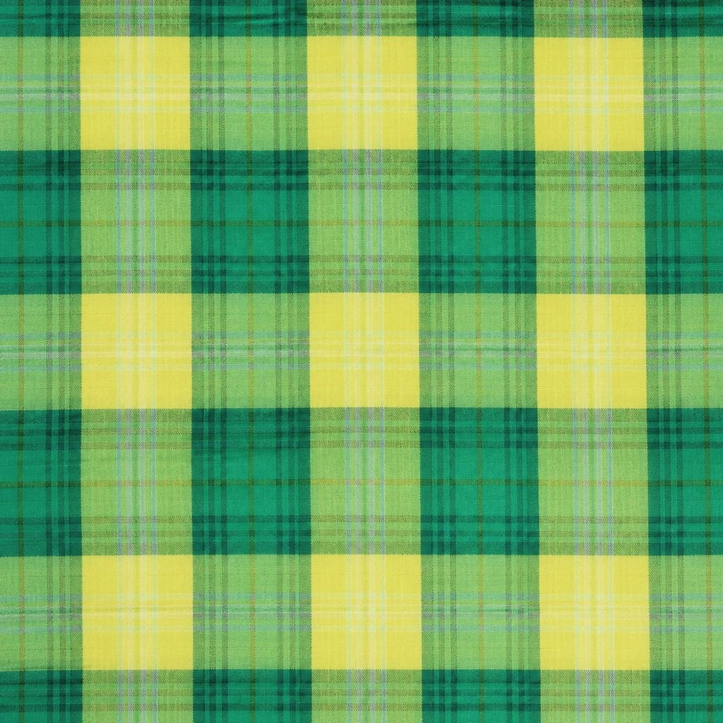 AFAS Custom Size Green & Yellow Windowpane Check Plaid Cotton Fabric - SKU F0015