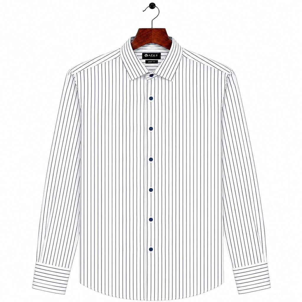 AFAS Ready-Made Vertical Stripe cotton Rich Fabric Shirt - SKU S0015