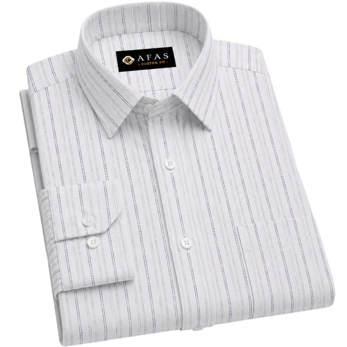 AFAS Custom Size Men's White Navy Grey Pinstripe Cotton fabric - SKU F0021