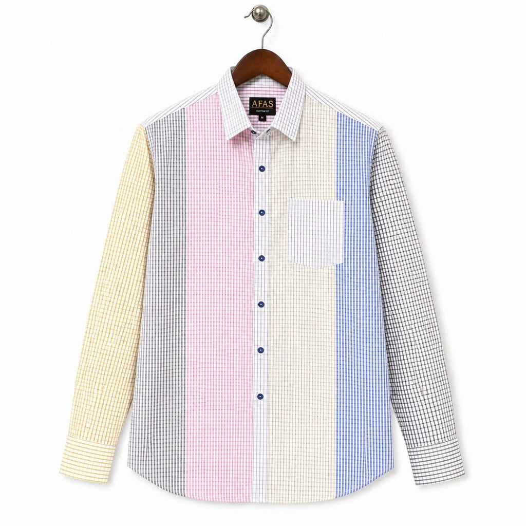 AFAS Ready-Made Different Color Boxes cotton Rich Fabric Shirt - SKU S0008