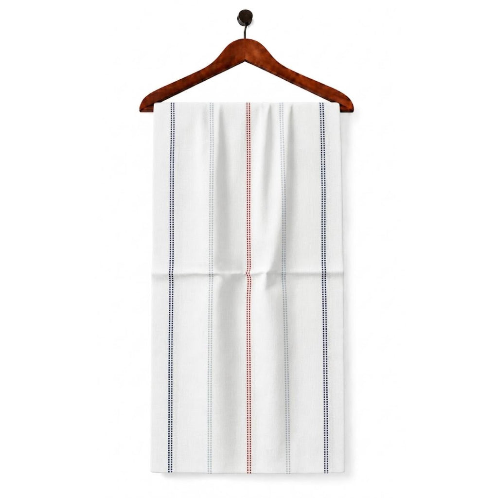 AFAS Custom Size White Shirt with Navy, Grey & Red Vertical Stripes Cotton fabric - SKU F0027