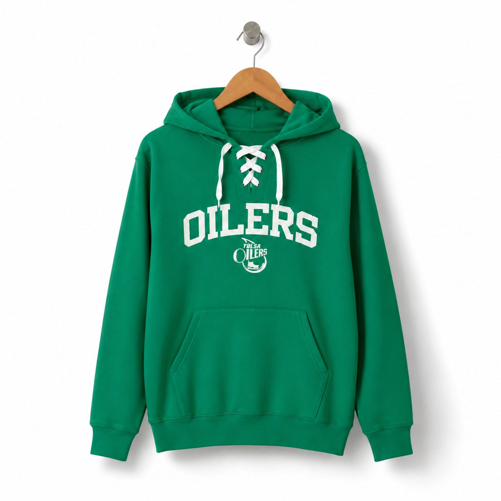 Tulsa Oilers Lace-Up Pullover Hoodie – Emerald Green SKU ! 511
