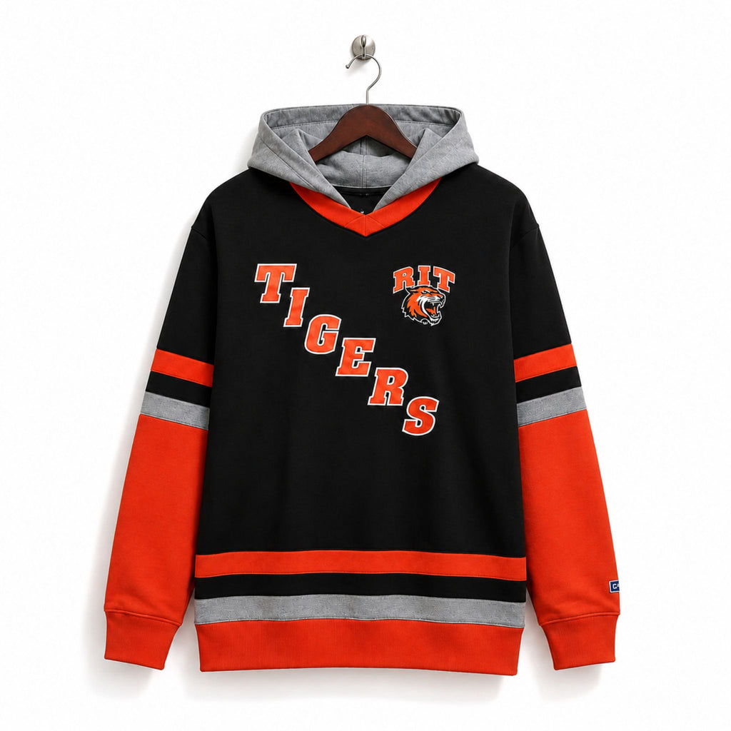 RIT Tigers Premium Embroidered Unisex Hoodie – Black & Orange SKU ! 503