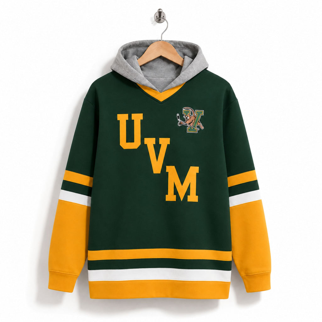 UVM Premium Embroidered Unisex Hoodie – Green & Yellow SKU ! 504