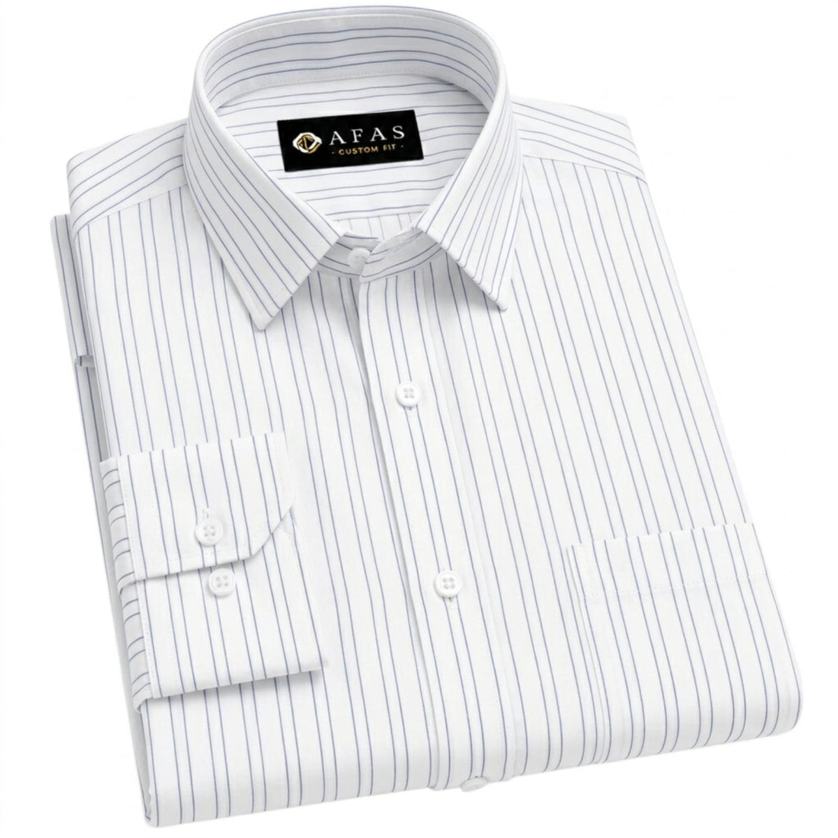 AFAS Custom Size White Fine Navy Stripe Cotton Fabric SKU F0051