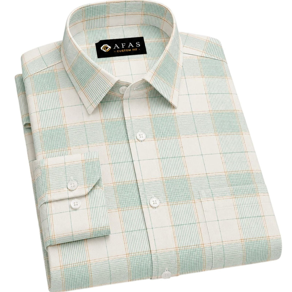 AFAS Custom Size White Mint Green Check Cotton fabric - SKU F0029